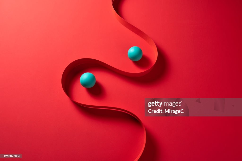 Curved Paper Stripe and Spheres
