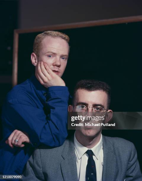 Pianist Richard Coles and singer Jimmy Somerville of British pop duo The Communards, London circa 1985.