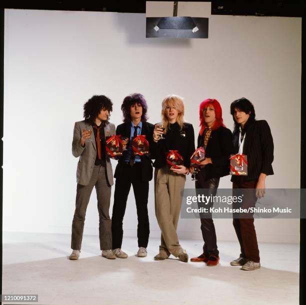 English band Japan, group portrait shoot in London, United Kingdom, December 1978. Rob Dean guitar, Richard Barbieri keyboards, David Sylvian vocals,...