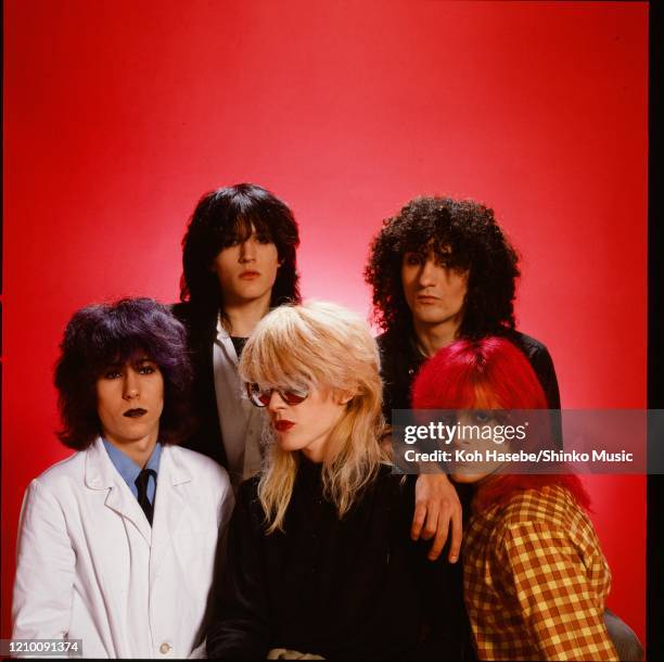 English band Japan, group portrait shoot in London, United Kingdom, December 1978. Steve Jansen drums, Rob Dean guitar, Richard Barbieri keyboards,...