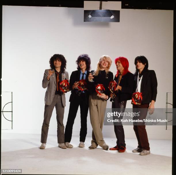 English band Japan, group portrait shoot in London, United Kingdom, December 1978. Rob Dean guitar, Richard Barbieri keyboards, David Sylvian vocals,...