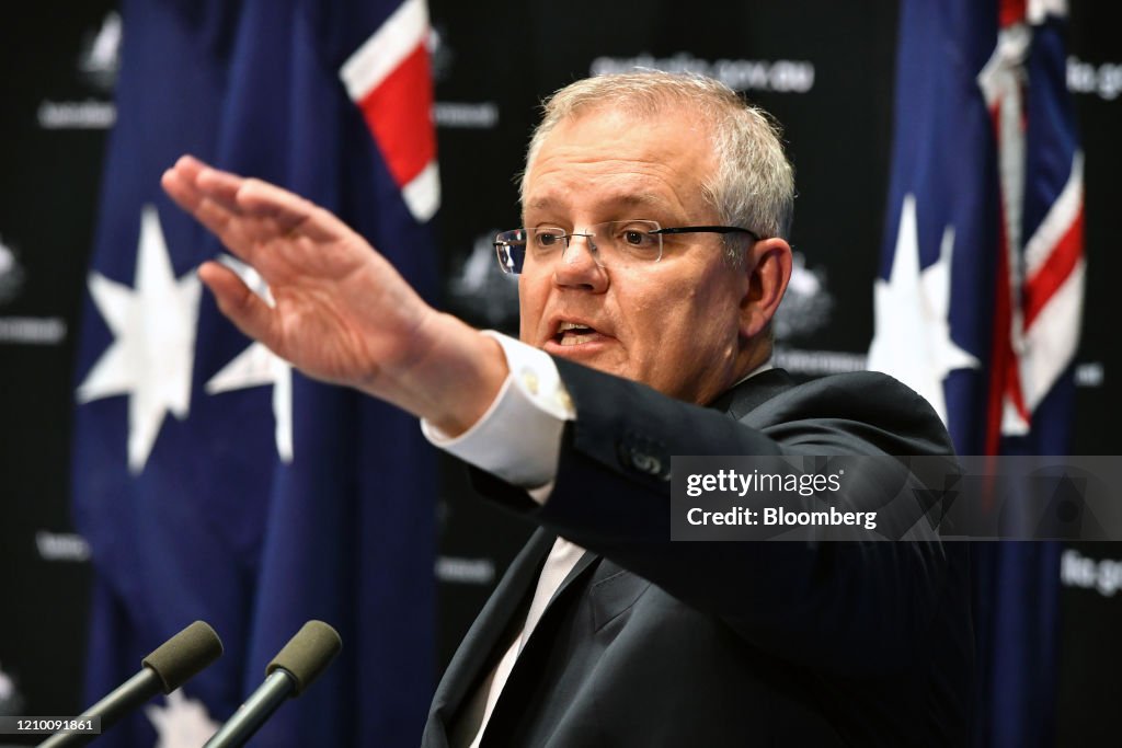 Australia PM Scott Morrison News Conference As Employment Holds Up for Now