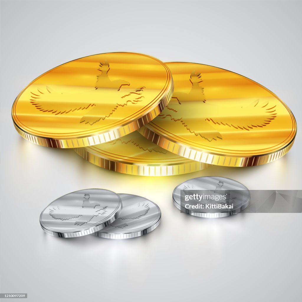 Realistic Coins Vector Illustration High-Res Vector Graphic - Getty Images