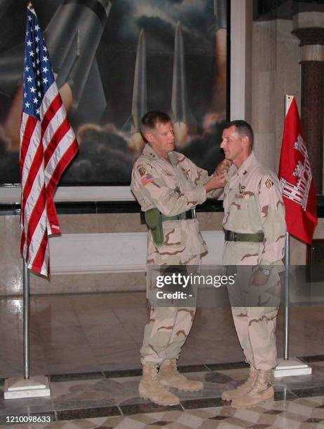 Picture made available by the Office of Reconstruction and Humanitarian Assistance 31 May 2003 shows US Major General Carl A. Strock , the interim...