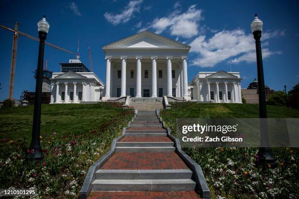 The Virginia State Capitol is pictured on April 16, 2020 in Richmond, Virginia. ReOpen Virginia, End The Lockdown VA and Virginians Against Excessive...