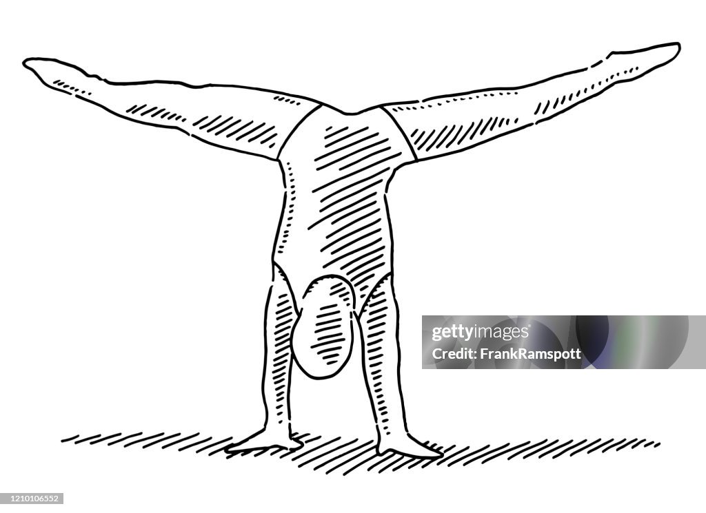 Gymnast Athlete Handstand Drawing