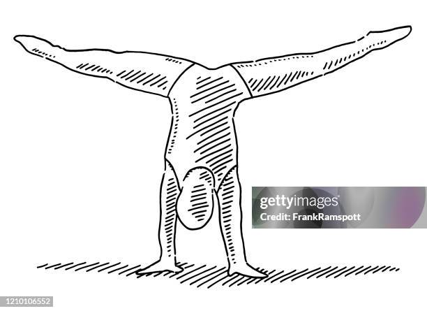 gymnast athlete handstand drawing - gymnastics stock illustrations