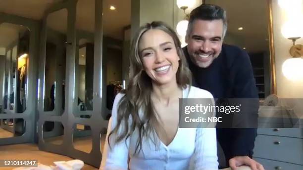 Episode 1233E -- Pictured in this screengrab: Actress Jessica Alba and husband Cash Warren on April 2, 2020 --