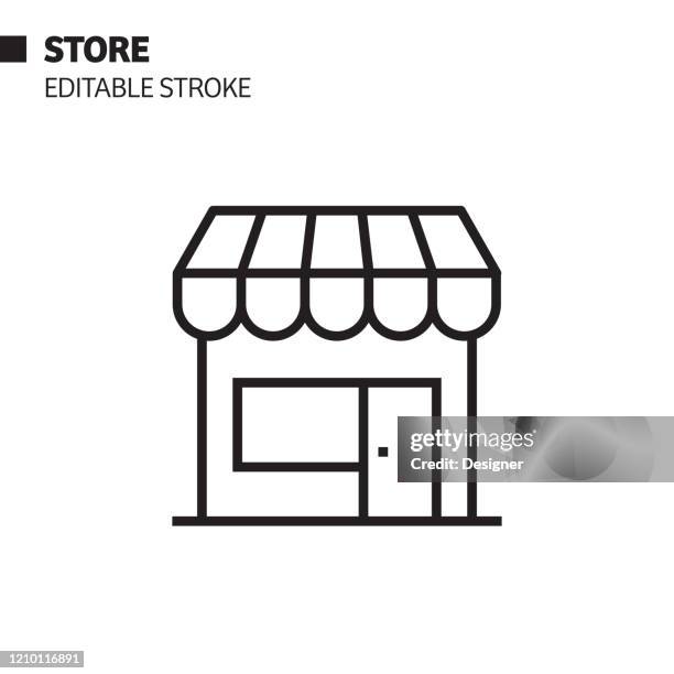 store line icon, outline vector symbol illustration. pixel perfect, editable stroke. - market retail space stock illustrations