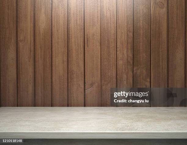 neat exhibition table; - wood paneling stock pictures, royalty-free photos & images