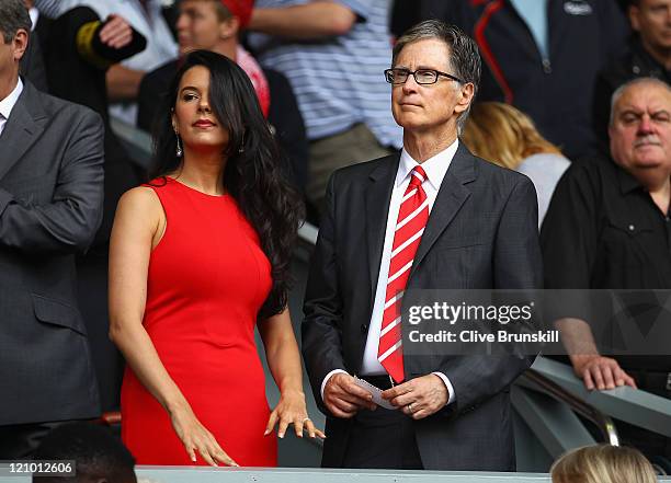 Liverpool owner John W Henry with his wife Linda ahead of the Barclays Premier League match between Liverpool and Sunderland at Anfield on August 13,...