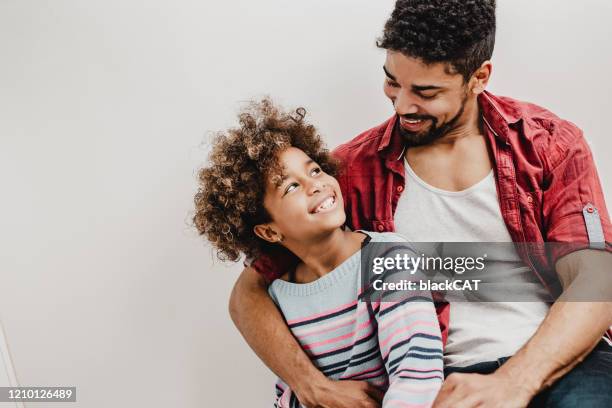 single father - family white background stock pictures, royalty-free photos & images