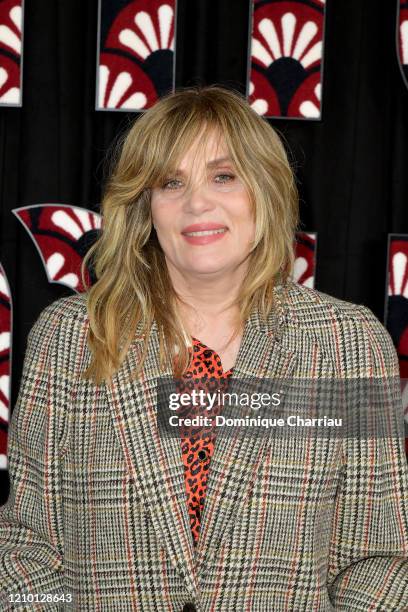 Emmanuelle Seigner attends the Miu Miu show as part of the Paris Fashion Week Womenswear Fall/Winter 2020/2021 on March 03, 2020 in Paris, France.