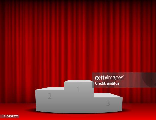 red curtain podium - winners podium stock illustrations