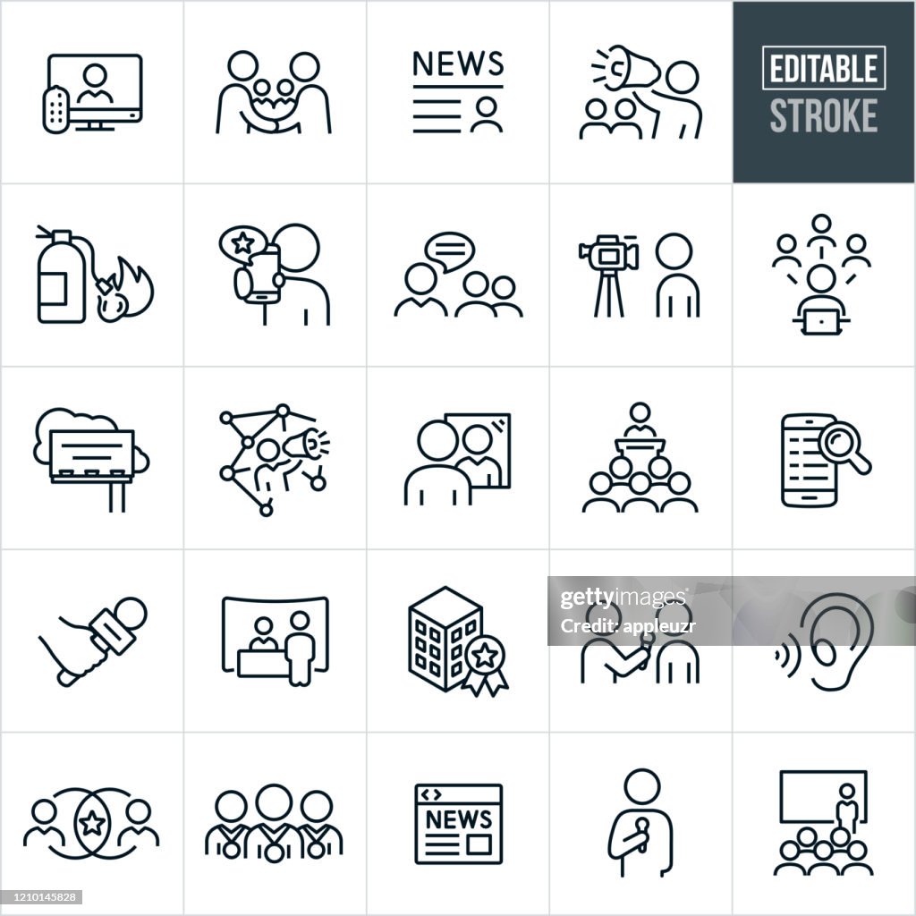 Public Relations Thin Line Icons - Editable Stroke