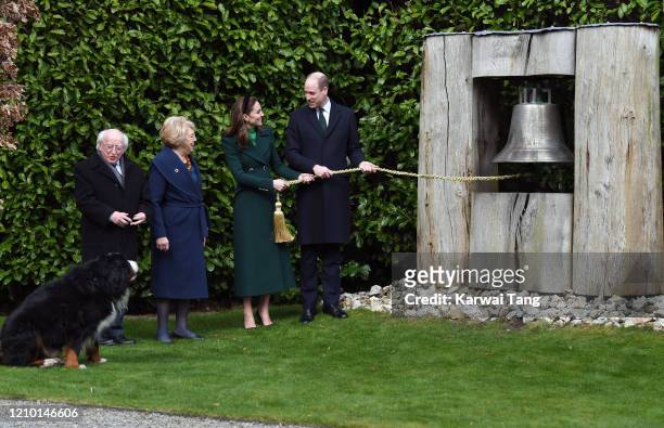Catherine, Duchess of Cambridge and Prince William, Duke of Cambridge meet Ireland's President Michael D. Higgins and his wife Sabina Higgins at Aras...