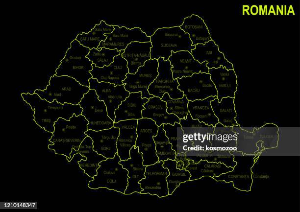 neon map of romania
against black background - romania map stock illustrations