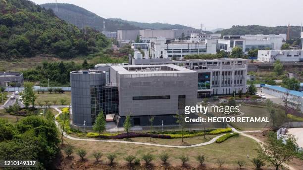 An aerial view shows the P4 laboratory at the Wuhan Institute of Virology in Wuhan in China's central Hubei province on April 17, 2020. The P4...
