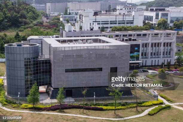 An aerial view shows the P4 laboratory at the Wuhan Institute of Virology in Wuhan in China's central Hubei province on April 17, 2020. The P4...