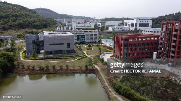 An aerial view shows the P4 laboratory at the Wuhan Institute of Virology in Wuhan in China's central Hubei province on April 17, 2020. - The P4...