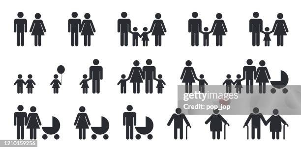 stockillustraties, clipart, cartoons en iconen met family people pictogram set - vector - two parents