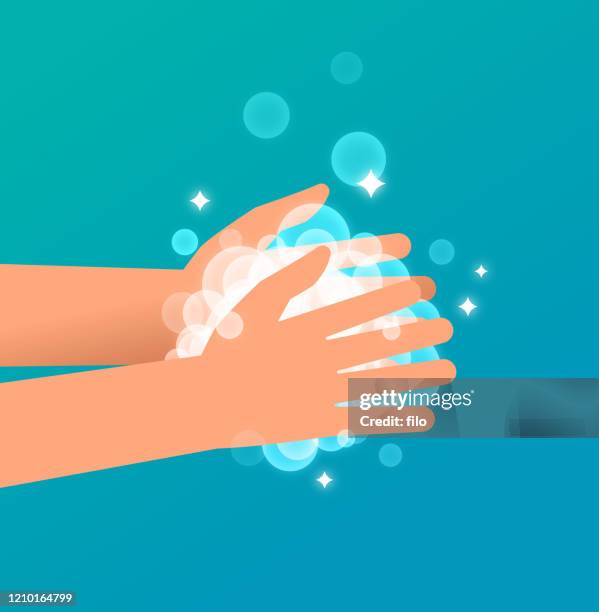 illustrazioni stock, clip art, cartoni animati e icone di tendenza di lavaggio a mano con acqua e sapone - pulire