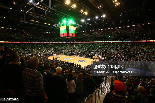 General view of Zalgirio Arena the 2019/2020 Turkish Airlines EuroLeague Regular Season Round 27 match between Zalgiris Kaunas and Khimki Moscow...