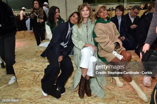 Liya Kebede, Constance Jablonski and Tina Kunakey attends the Lacoste show as part of the Paris Fashion Week Womenswear Fall/Winter 2020/2021 on...