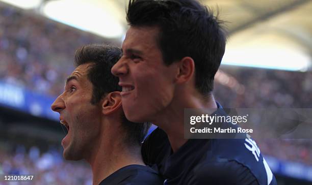 Andre Mijatovic of Berlin celebrates after he scores his team's equalizing goal uring the Bundesliga match between Hamburger SV and Hertha BSC Berlin...