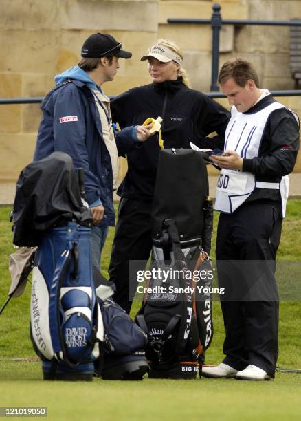 Jodie Kidd with husband Aidan Butler during the second round of the Dunhill Links Championship at St Andrews on September 30, 2005