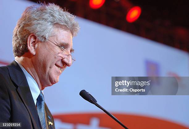 Stefan Lindeberg, head of the Swedish Olympic Committee, during the sponsorship signing ceremony between the Swedish Olympic Committee and China's...