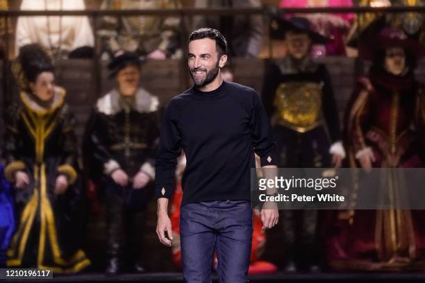 Nicolas Ghesquière walks the runway during the Louis Vuitton as part of the Paris Fashion Week Womenswear Fall/Winter 2020/2021 on March 03, 2020 in...