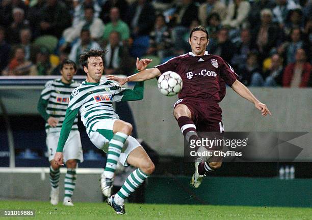 Claudio Pizarro during a UEFA Champions League match between Bayern Munich and Sporting Lisbon at Jose Alvalade Stadium in Lisbon, Portugal on...