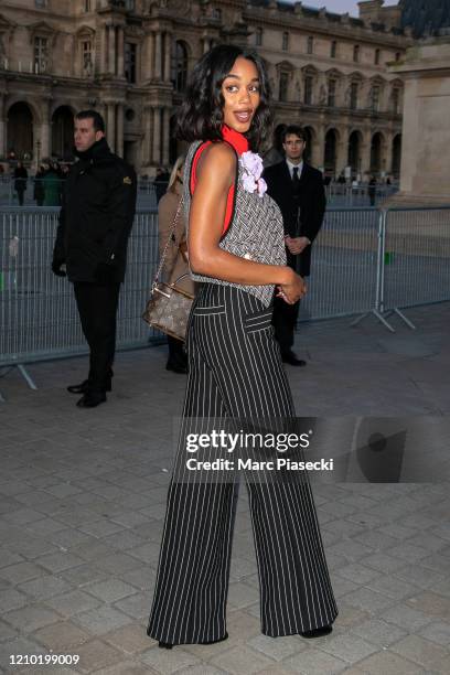 Actress Laura Harrier attends the Louis Vuitton show as part of the Paris Fashion Week Womenswear Fall/Winter 2020/2021 on March 03, 2020 in Paris,...