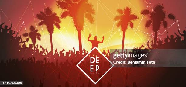 beach night party design - red hot summer party stock illustrations