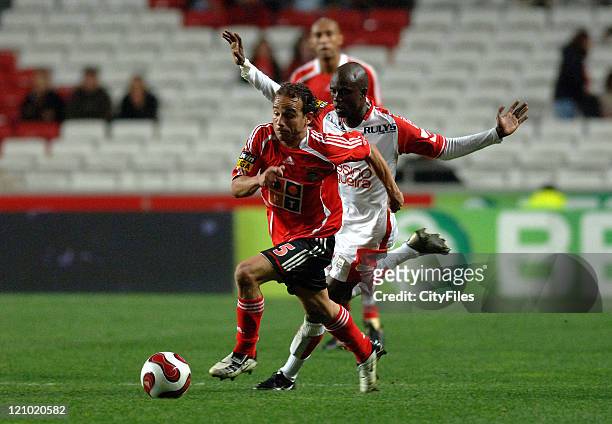 Leo and Sougou during Portuguese Cup - SL Benfica vs Leiria - January 21, 2007 at Stadium of Light in Lisbon, Portugal.
