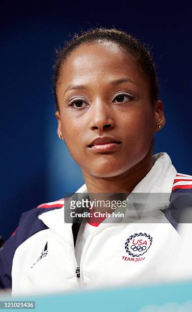 Anna Hatch during Athens 2004 Olympic Games - Gymnastics Artistic - United States Team Press Conference - August 12, 2004 at Olympics Media Centre in...