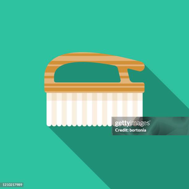 wooden scrub brush zero waste icon - scrubbing brush stock illustrations