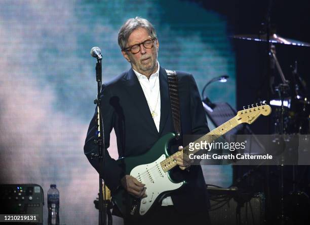 Eric Clapton performs on stage during Music For The Marsden 2020 at The O2 Arena on March 03, 2020 in London, England.