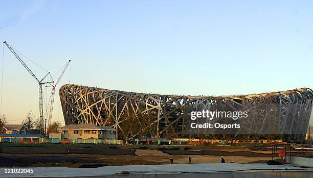 Dec 01 Beijing, A view of the National Stadium structure, which is also called "the Bird's Nest" and still under construction for the Beijing 2008...