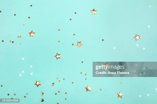 mint background with golden stars - glamour stars stock pictures, royalty-free photos & images