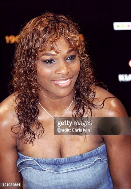 Serena Williams addresses the media following her defeat of Lindsay Davenport 2-6, 6-3, 6-0 in the Women's Singles Final of the 2005 Australian Open...