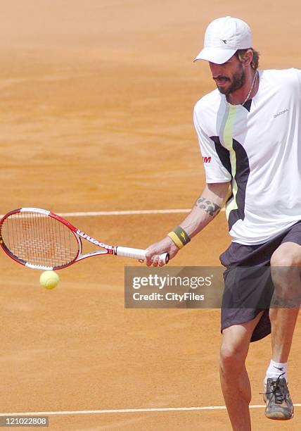 Flavio Saretta of Brasil, in action during his loss to Carlos Moya of Spain in the first round of the 2006 Estoril Open in Estoril, Portugal on May...