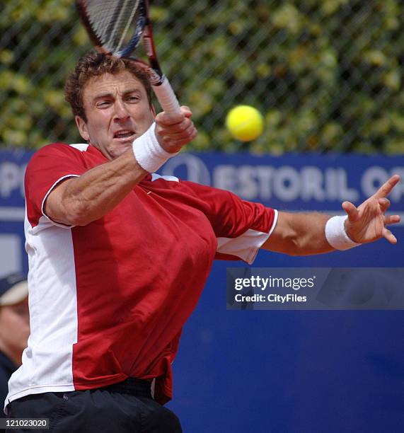 Justin Gimelstob during a match against Nicolas Massu in the second round of the Estoril Open at Estadio Nacional in Estoril, Portgual on May 3, 2006.