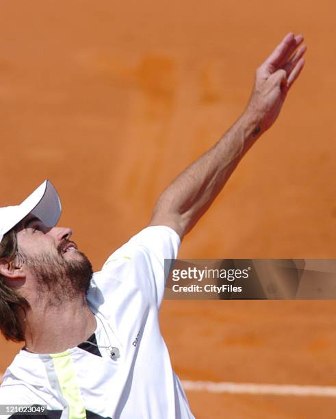 Flavio Saretta of Brasil, in action during his loss to Carlos Moya of Spain in the first round of the 2006 Estoril Open in Estoril, Portugal on May...