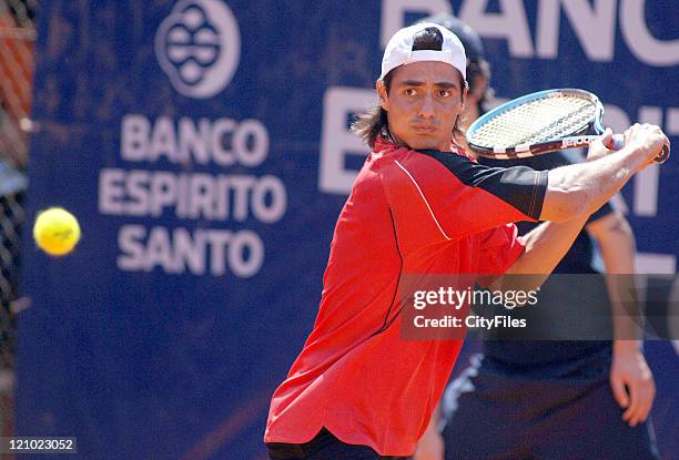 Nicolas Lapentti in action against Michal Przysiezny during the first round of the 17th Estoril Tennis Open, May 2, 2006. Held in Lisbon, Portugal.