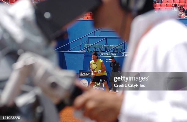 Carlos Moya of Spain in action defeating Flavio Saretta of Brasil,6-3,6-4, in the first round of the 2006 Estoril Open in Estoril, Portugal on May 2,...