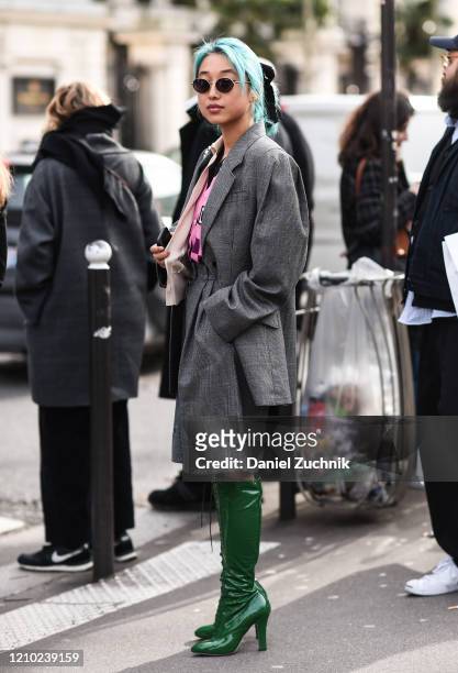 Margaret Zhang is seen outside the Miu Miu show during Paris Fashion Week: AW20 on March 03, 2020 in Paris, France.