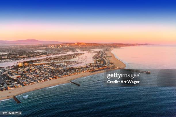 newport beach aerial - newport beach california stock-fotos und bilder