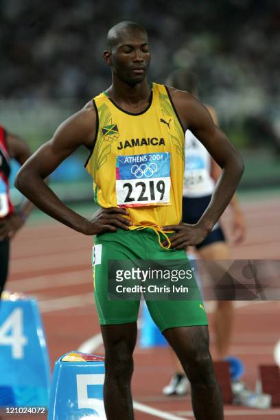 Michael Blackwood of Jamaica finishes 2nd in Semifinal 1 of the Men's 400m in a time of 44.87 in Olympic Stadium during the Athen 2004 Olympic Games...